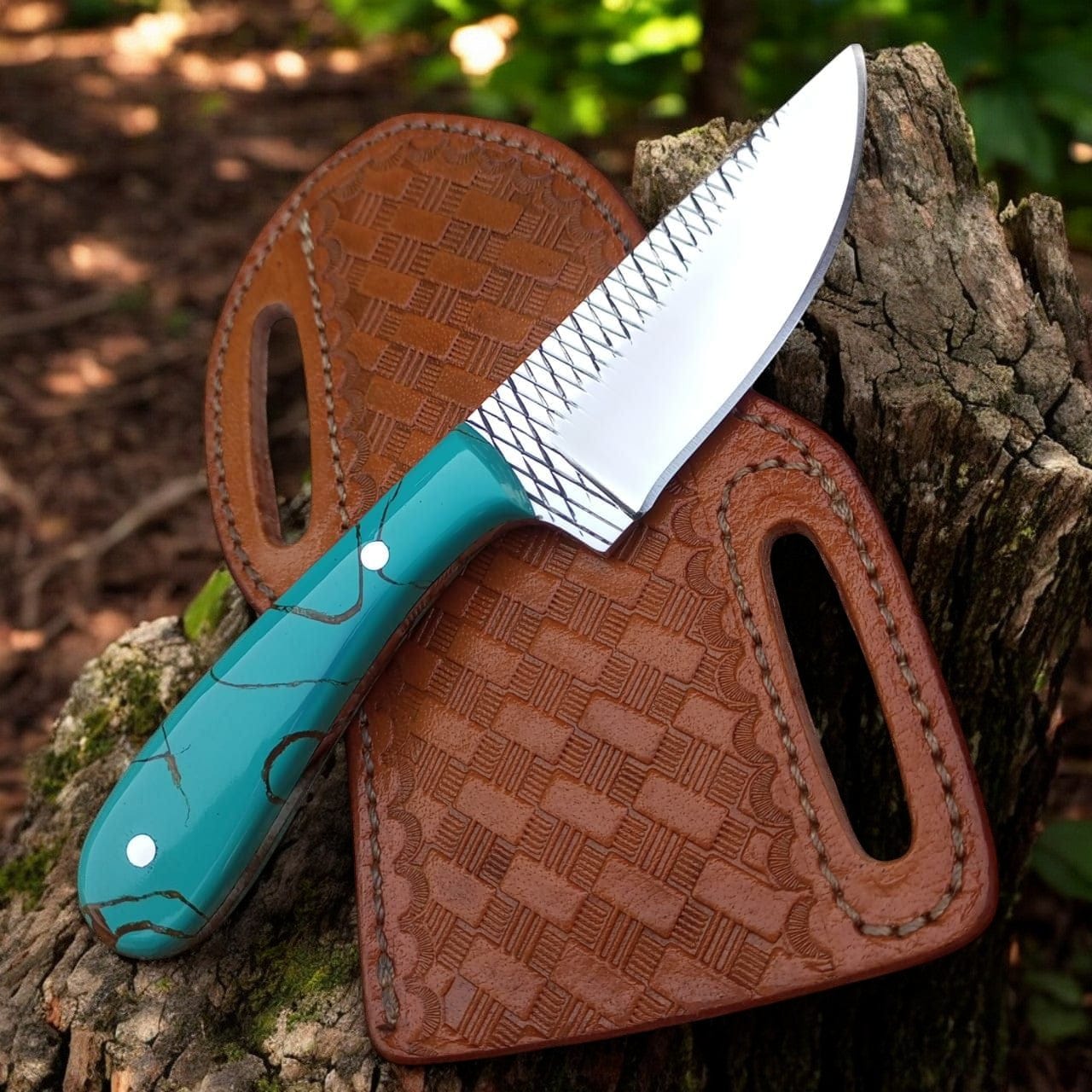 KBS Knives Store Cowboy Knife Ranch Cowboy Knives and Sheaths – 8" Full Tang Rasp Tool Steel Blade with Epoxy Resin Handle