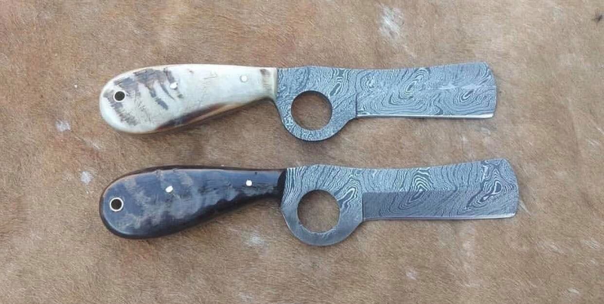 KBS Knives Store Cowboy Knife Ranchmaster Ball Cutter Knife – Damascus Steel & Sheep Horn
