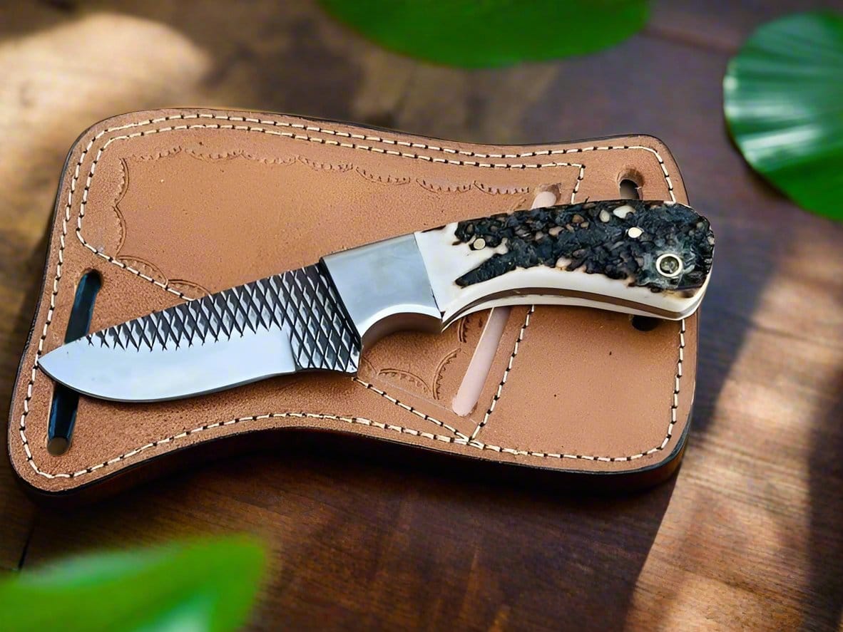 KBS Knives Store Cowboy Knife Ranger’s Legacy – Cowboy Knife with Antler Handle & Leather Holster