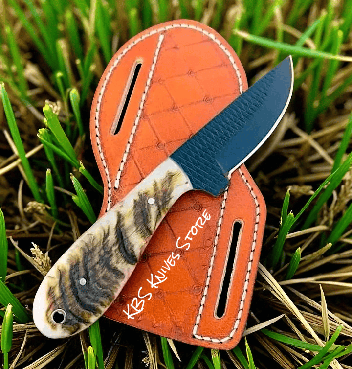 KBS Knives Store Cowboy Knife Rasp Blade Belt Knife – Sheep Horn Handle 7" with Sheath