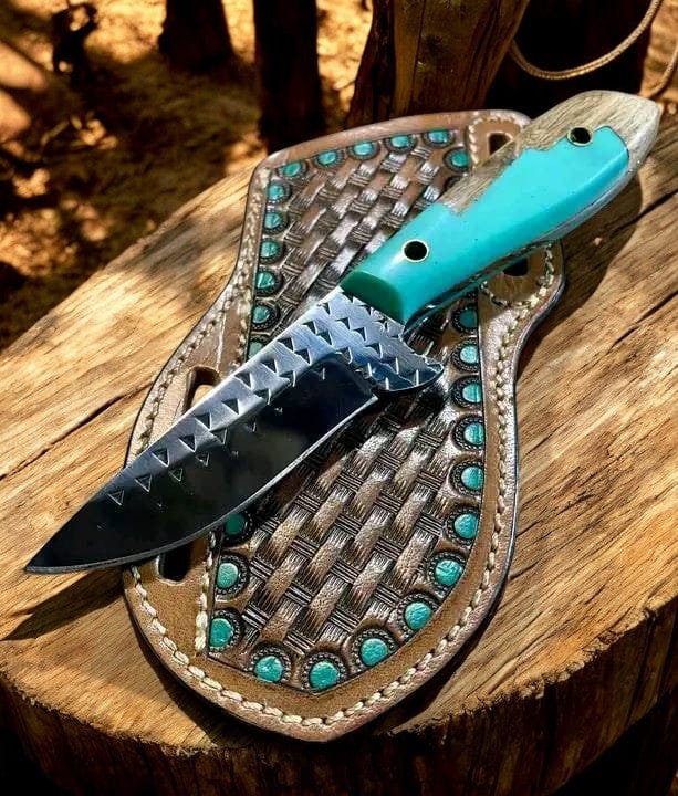 KBS Knives Store Cowboy Knife Rear Belt Knife 8" with Epoxy Wood Resin Handle