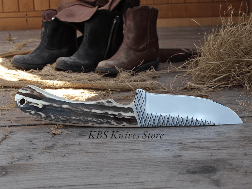 KBS Knives Store Cowboy Knife Ridge Rider – Antler Handle Cross Draw Sheath Knife for Sale