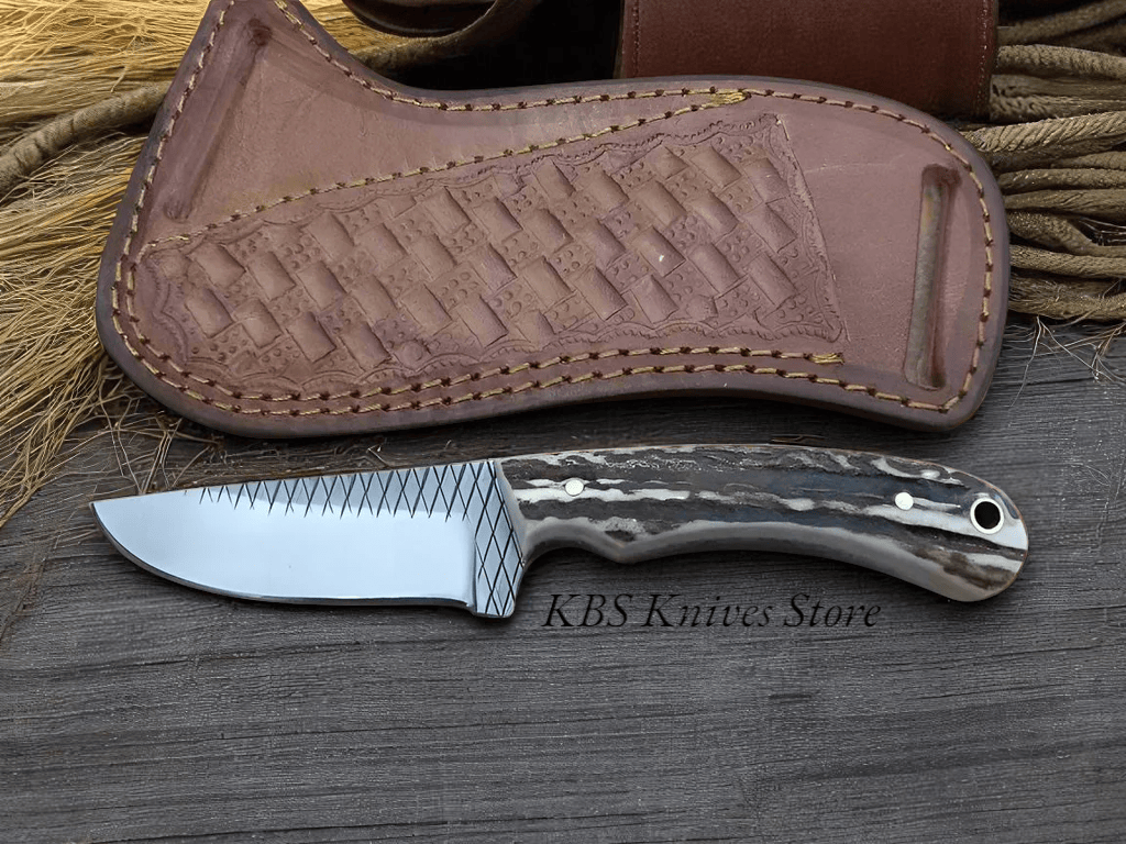 KBS Knives Store Cowboy Knife Ridge Rider – Antler Handle Cross Draw Sheath Knife for Sale
