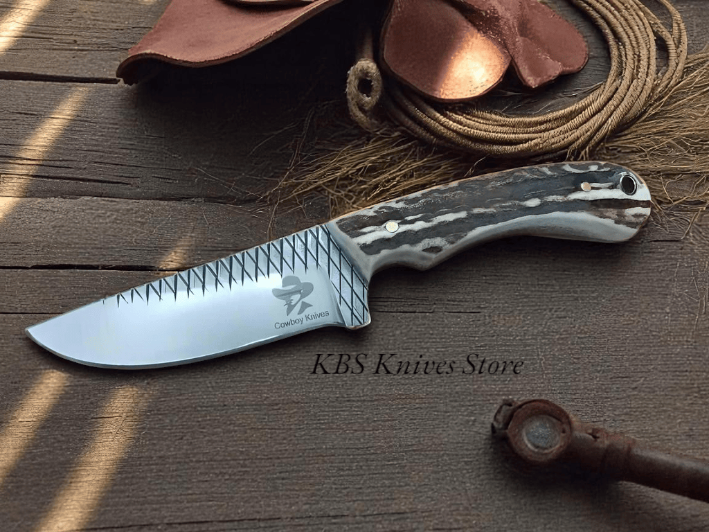 KBS Knives Store Cowboy Knife Ridge Rider – Antler Handle Cross Draw Sheath Knife for Sale