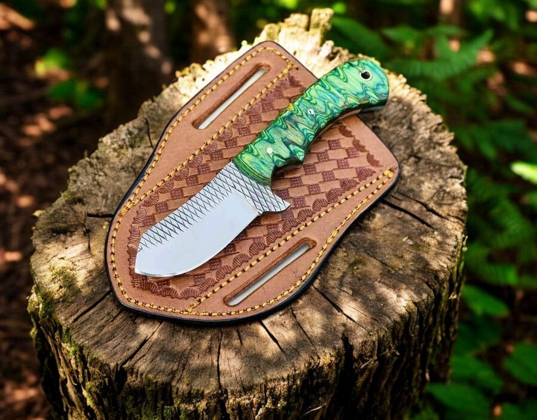 KBS Knives Store Cowboy Knife Rugged Trail Cowboy Knife and Sheath: Rasp Tool Steel with Exotic Wood Handle