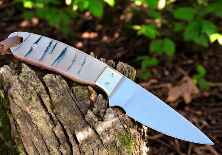 KBS Knives Store Cowboy Knife Small Belt Knife 6.25" Rasp Steel with Sheep Horn Handle