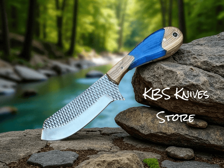 KBS Knives Store Cowboy Knife Western Fixed Blade Knife with Epoxy Olivewood Resin Handle