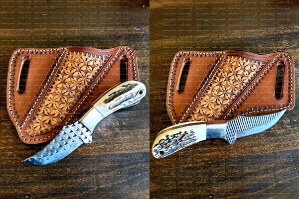 KBS Knives Store Cowboy Knife Western Knife and Sheath - Antler & Leather Frontier Set