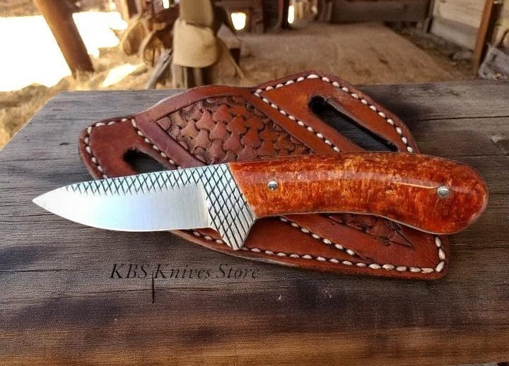 KBS Knives Store Cowboy Knife western knife and sheath – Handmade 7.75" Rasp Steel Knife with Epoxy Handle