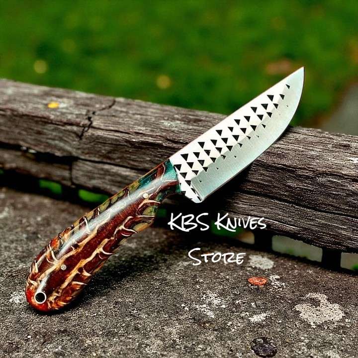 KBS Knives Store Cowboy Knife Working cowboy knife country usa edition – 4 inch rasp steel blade and pine cone resin handle for lone riders