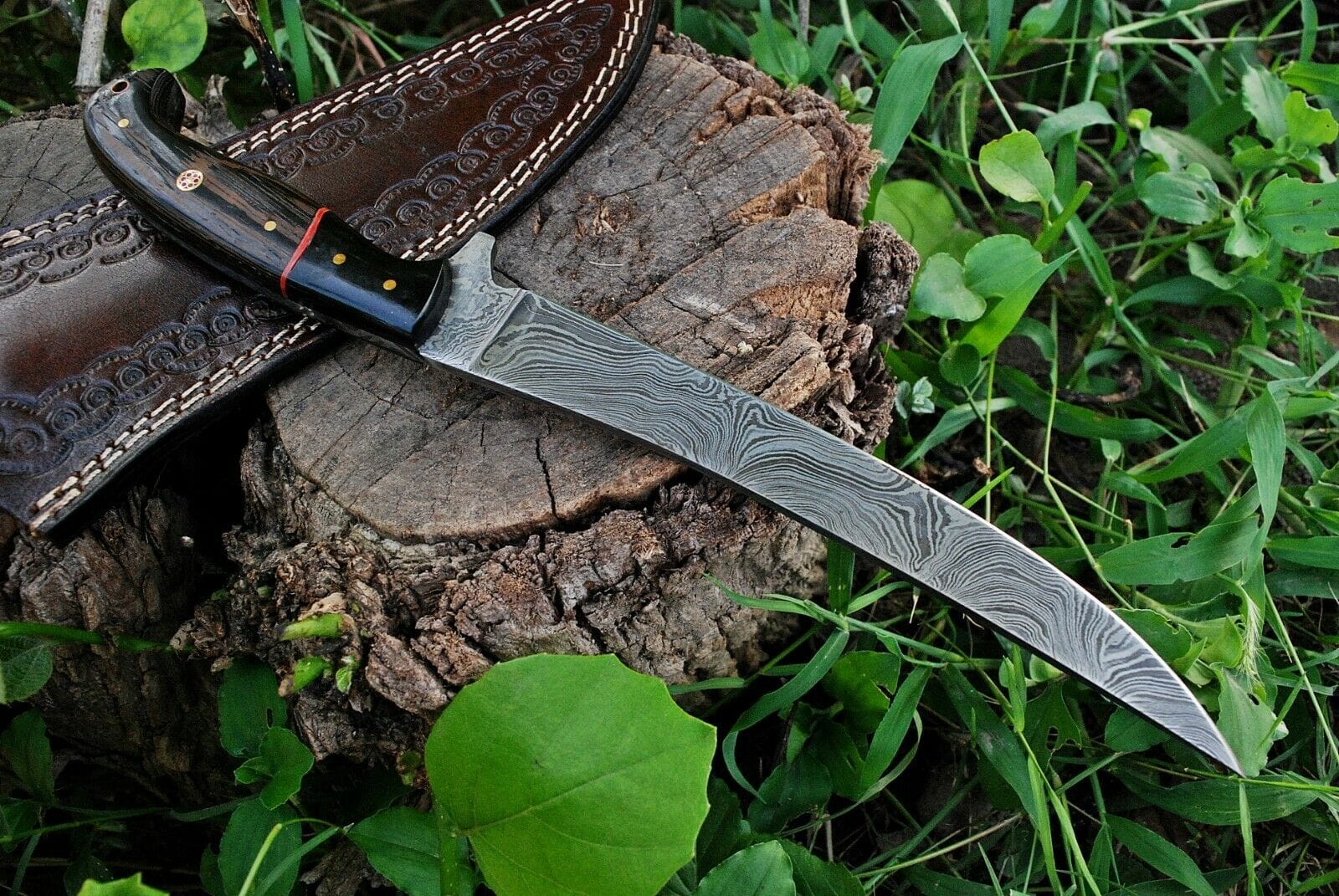 KBS Knives Store Damascus Knife Best Fish Fillet Knife – Damascus Steel with Wenge Wood & Horn Handle