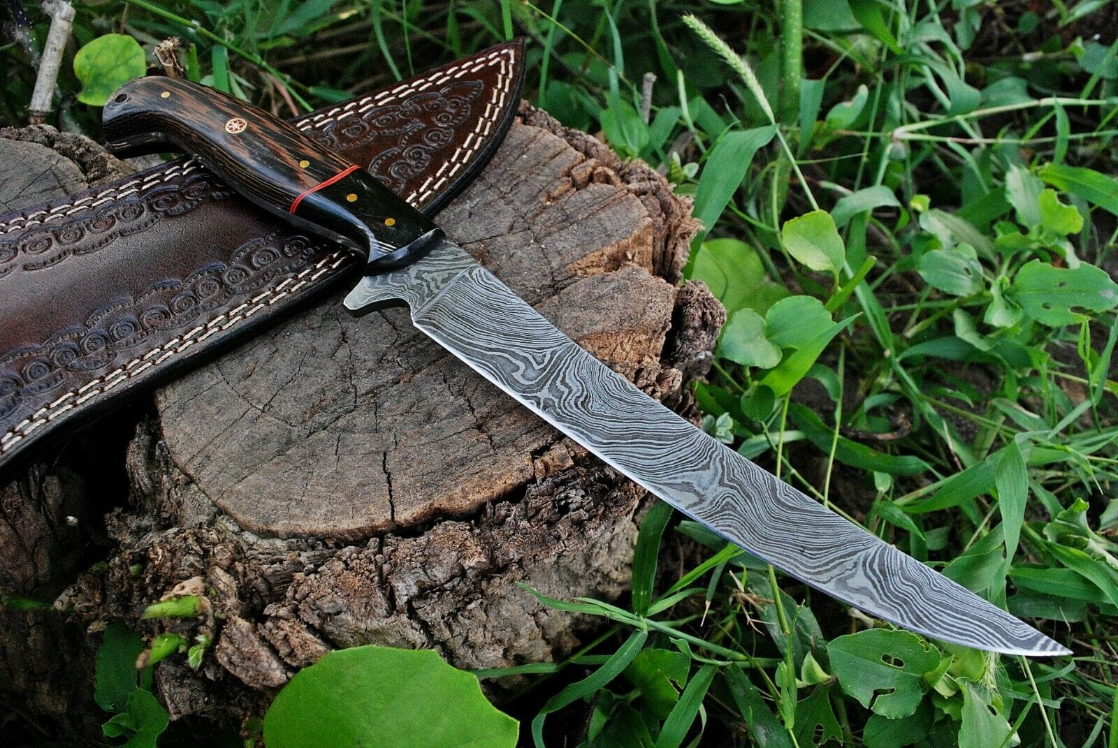 KBS Knives Store Damascus Knife Best Fish Fillet Knife – Damascus Steel with Wenge Wood & Horn Handle