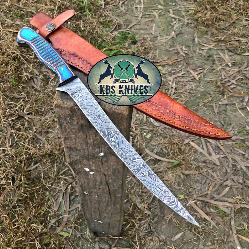 KBS Knives Store Damascus Knife Best Knife for Filleting Fish – Handmade Damascus Fillet & Boning Knife