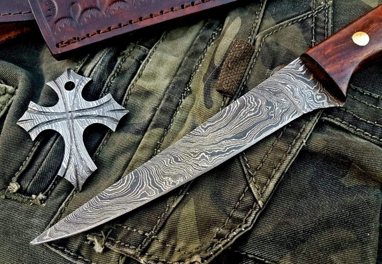 KBS Knives Store Damascus Knife Custom Handmade Damascus Steel Flexible Blade Boning Knife