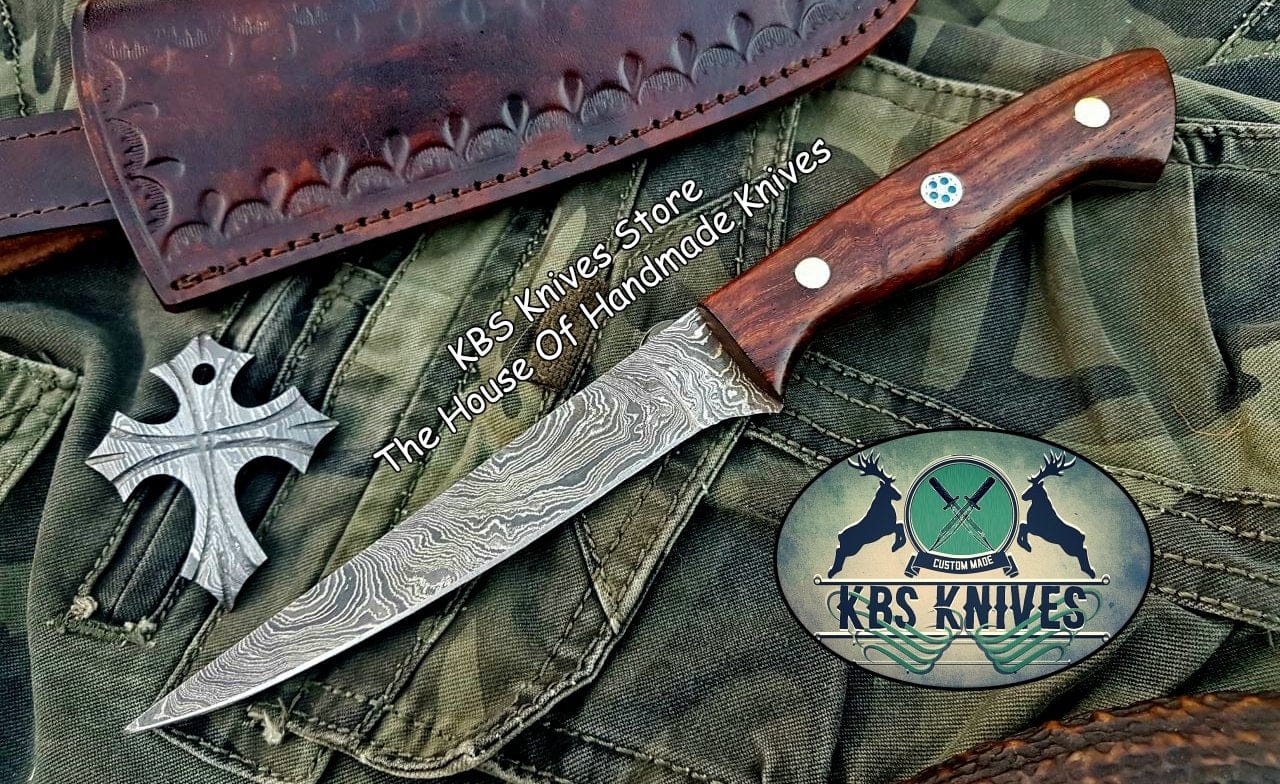 KBS Knives Store Damascus Knife Custom Handmade Damascus Steel Flexible Blade Boning Knife
