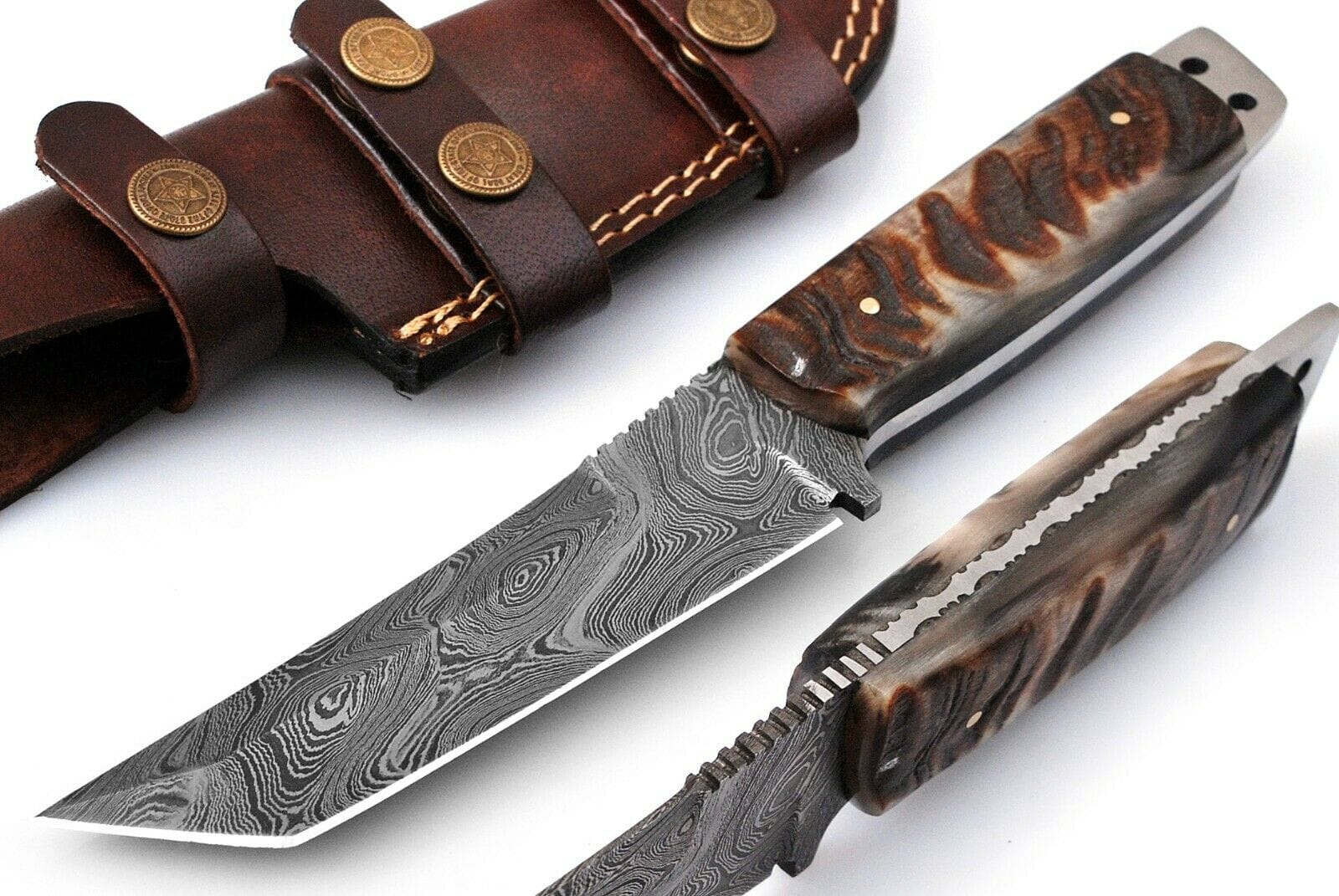 KBS Knives Store Damascus Knife Custom Handmade Damascus Steel Tanto Knife