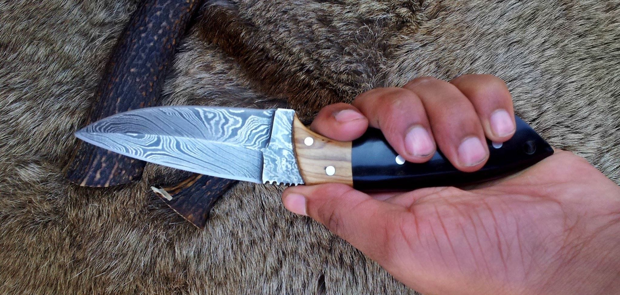 KBS Knives Store Damascus Knife Damascus Double Edge Blade Knife