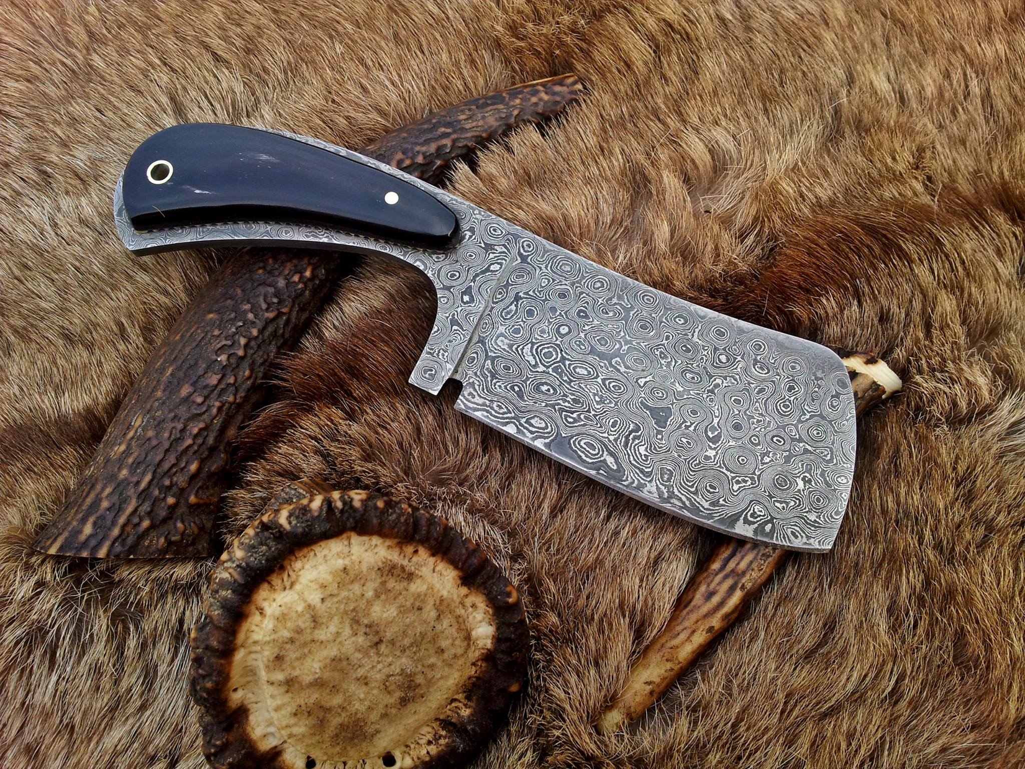 KBS Knives Store Damascus Knife Damascus Hand Made Mini Cleaver Knife