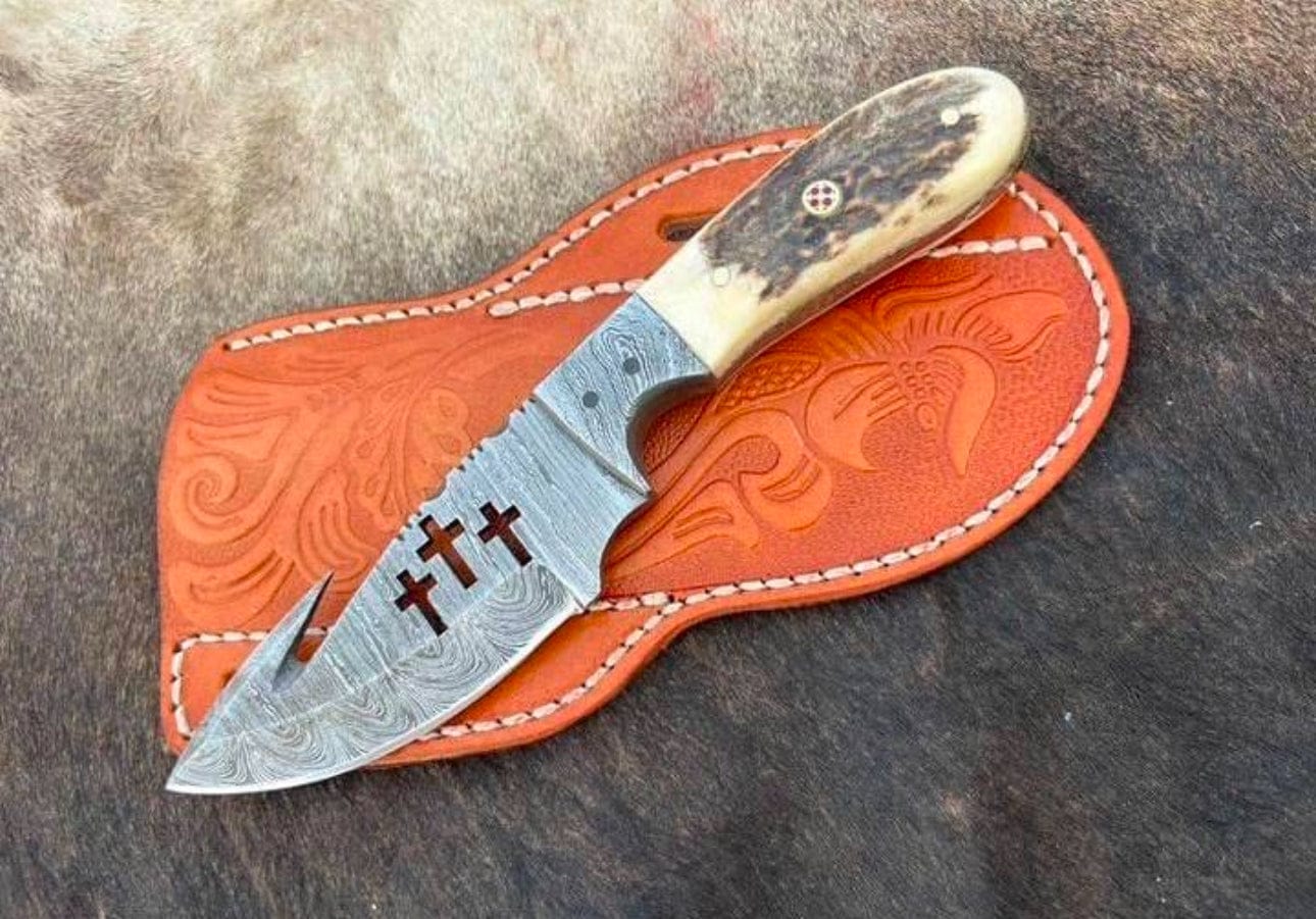 KBS Knives Store Damascus Knife Damascus Wirecut Guthook knife