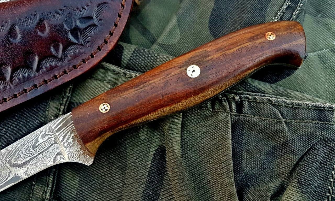 KBS Knives Store Damascus Knife Fish Boning Knife – 8" Damascus Steel with Rosewood Handle