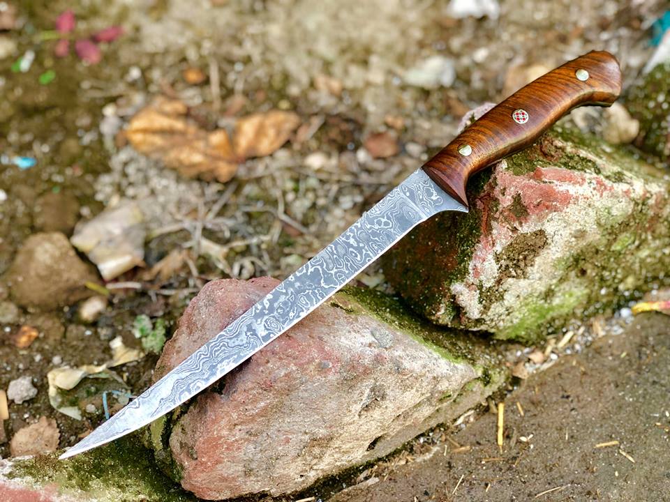 KBS Knives Store Damascus Knife Fish Knife – 8" Damascus Blade with Sheath
