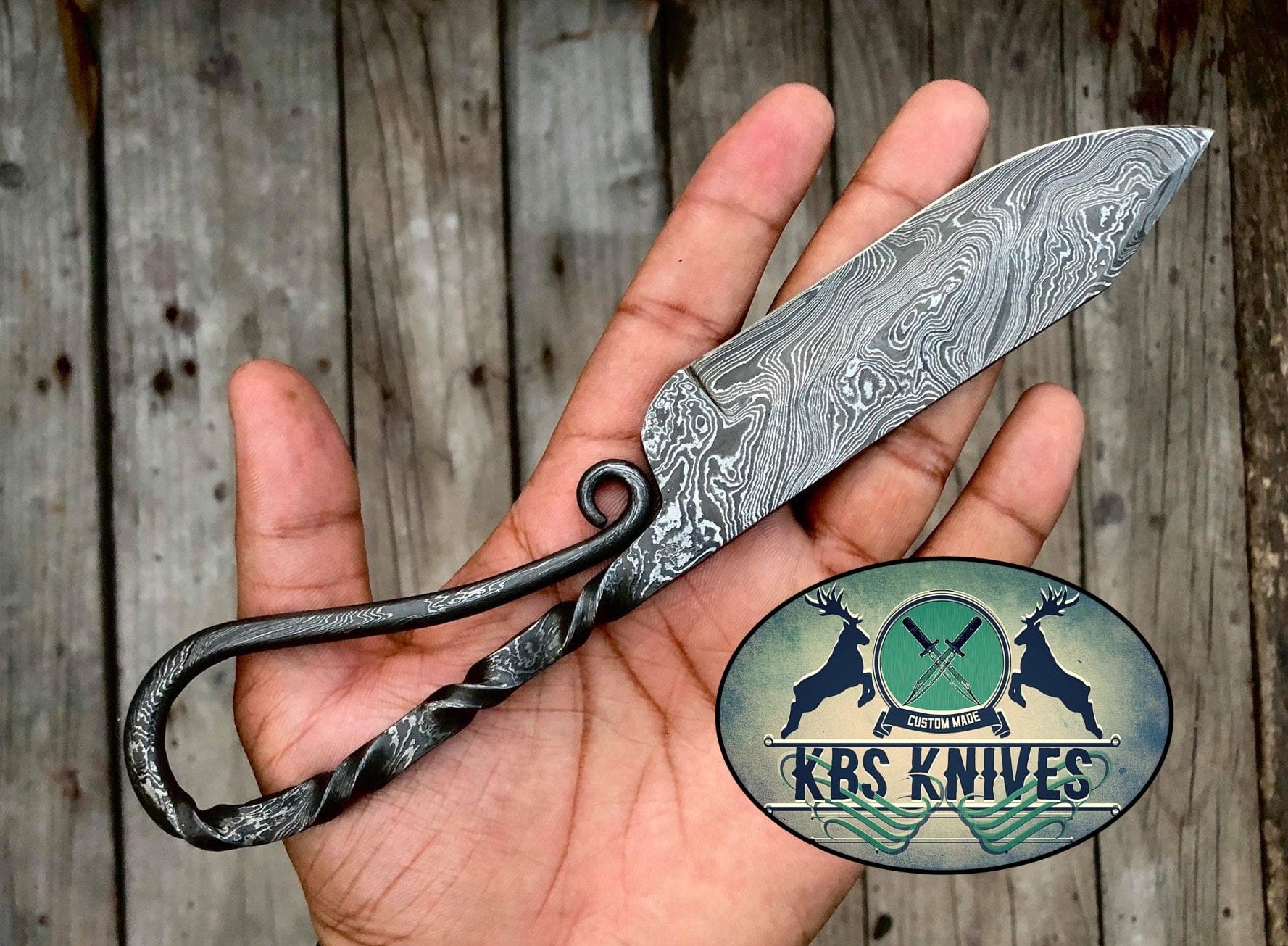 KBS Knives Store Damascus Knife Full Tang Custom Hand Forged Damascus Steel Forged Knife