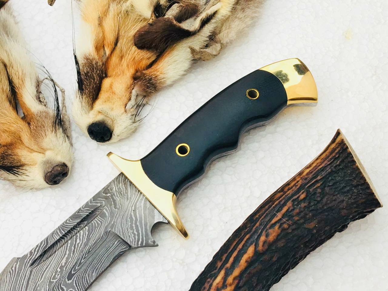 KBS Knives Store Damascus Knife Full Tang Custom Handmade Damascus Steel Blade Hunter Knife