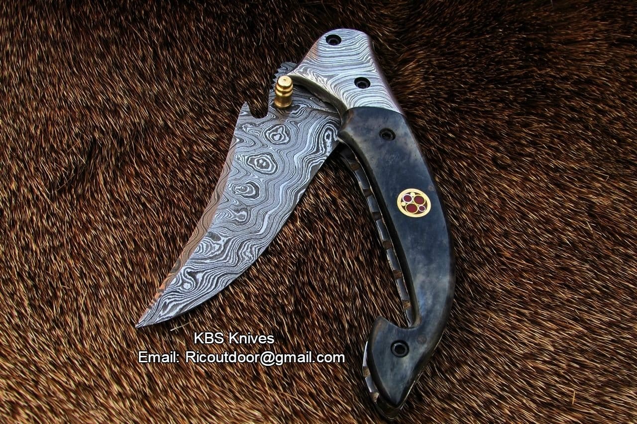 KBS Knives Store Damascus Knife Hand Made Damascus Pocket Knife