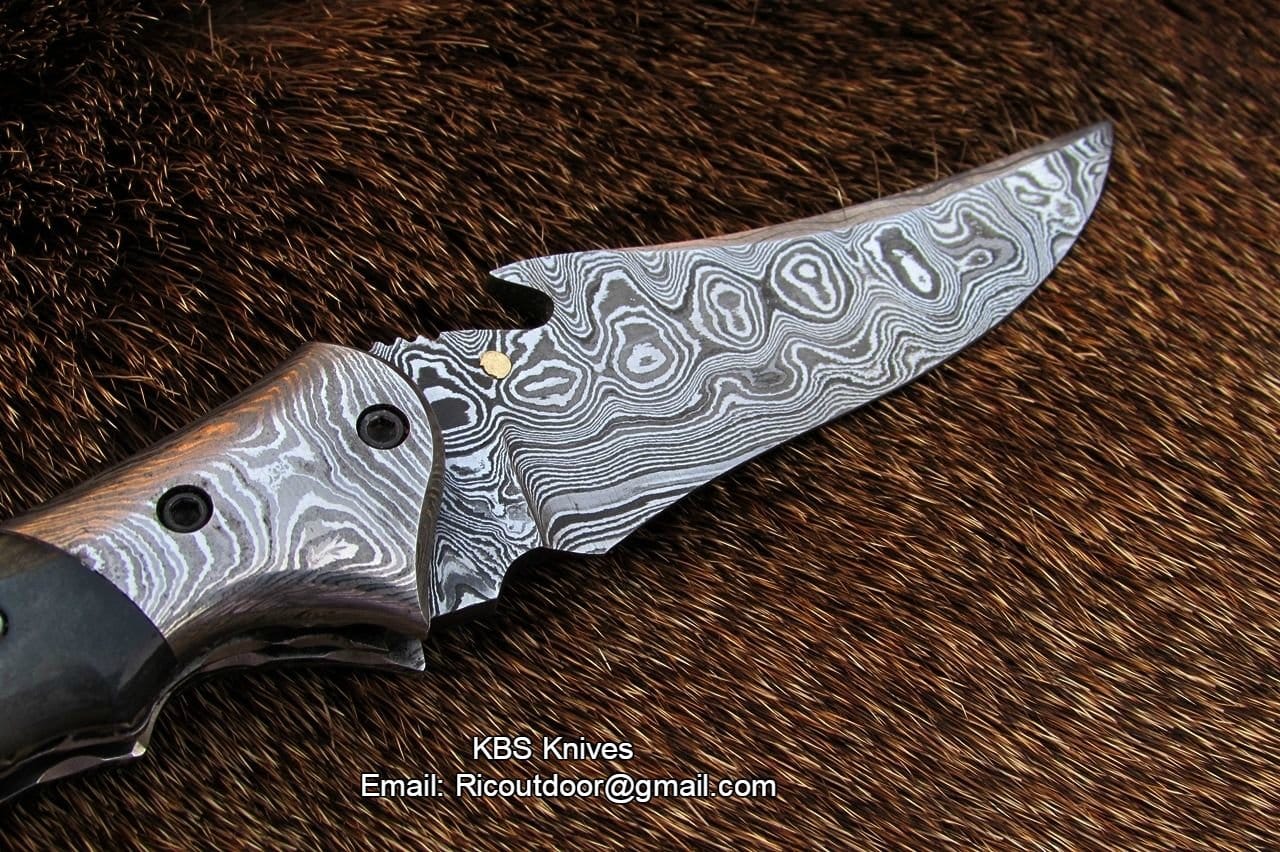 KBS Knives Store Damascus Knife Hand Made Damascus Pocket Knife