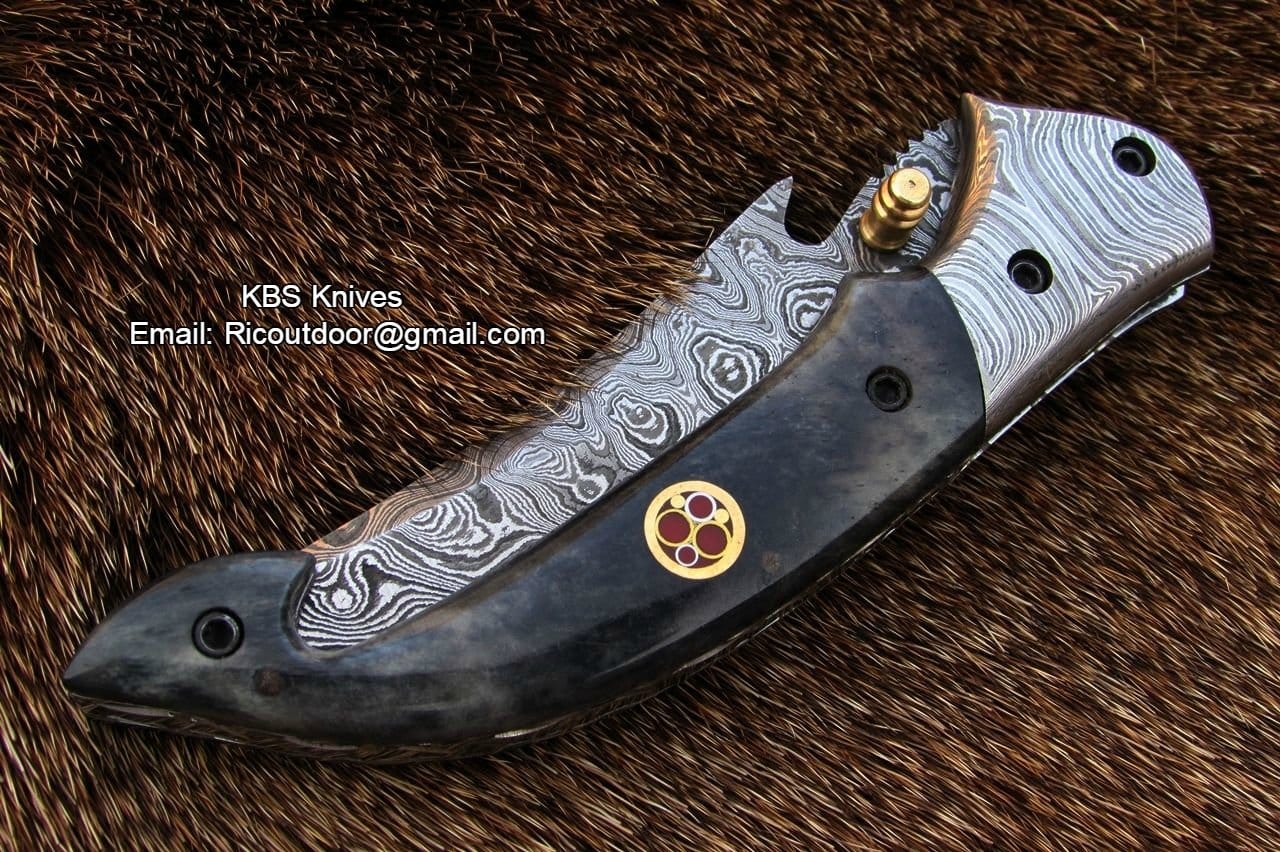 KBS Knives Store Damascus Knife Hand Made Damascus Pocket Knife