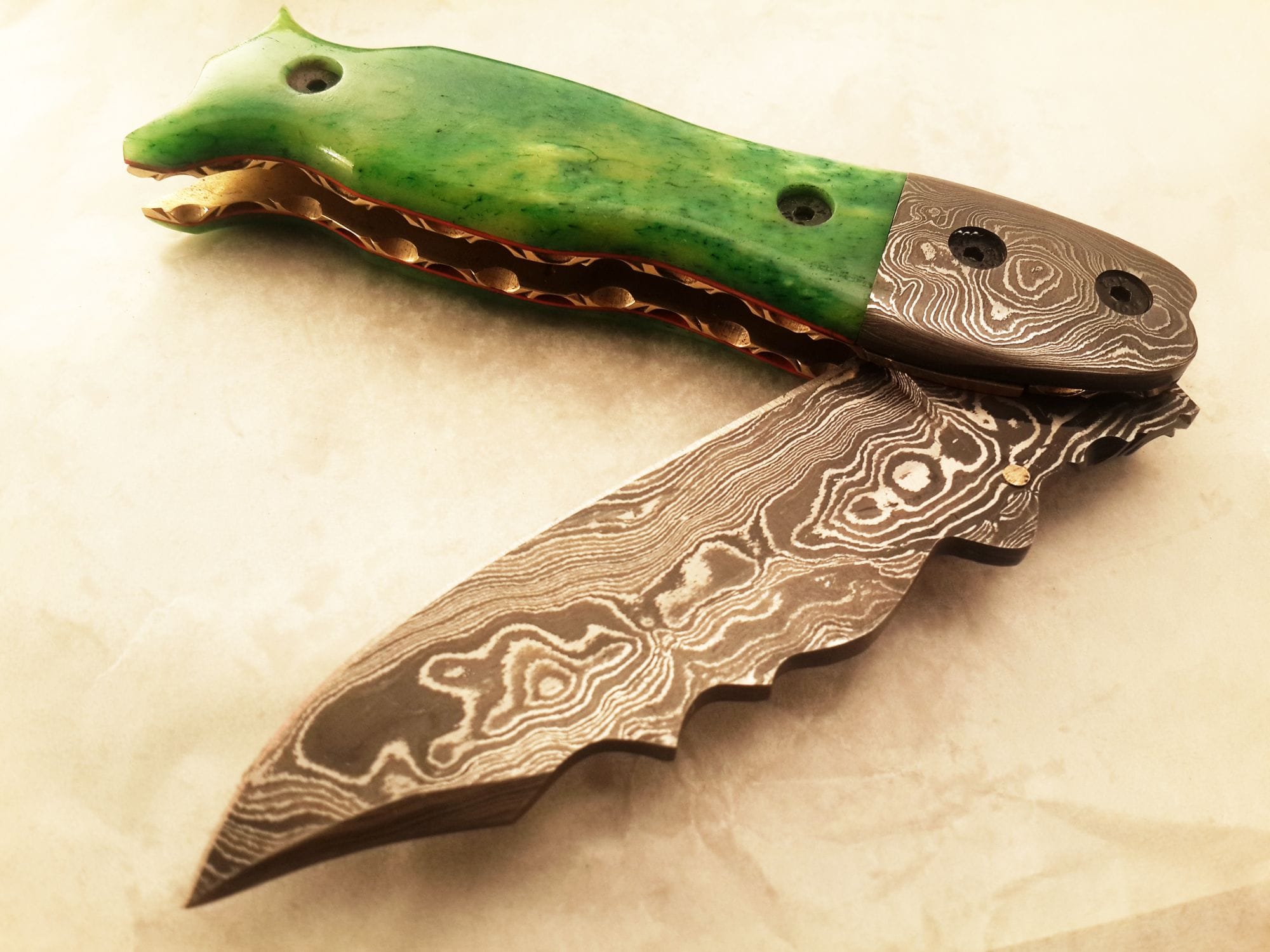 KBS Knives Store Damascus Knife Hand Made Damascus Pocket Knife