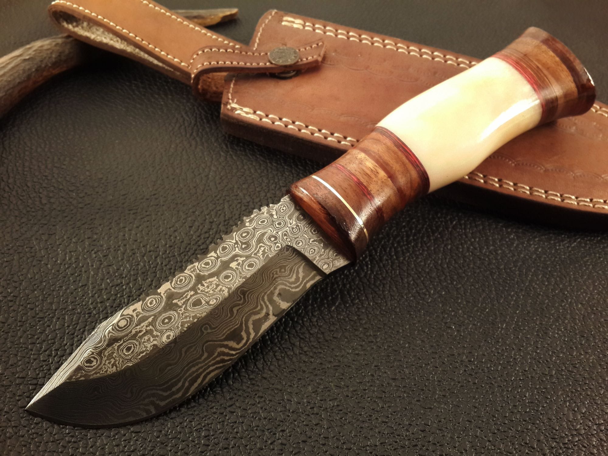KBS Knives Store Damascus Knife Hand Made Damascus RainDrop Pattern Knife