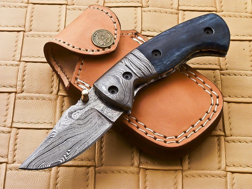 KBS Knives Store Damascus Knife Hand Made Damascus Steel Pocket Knife