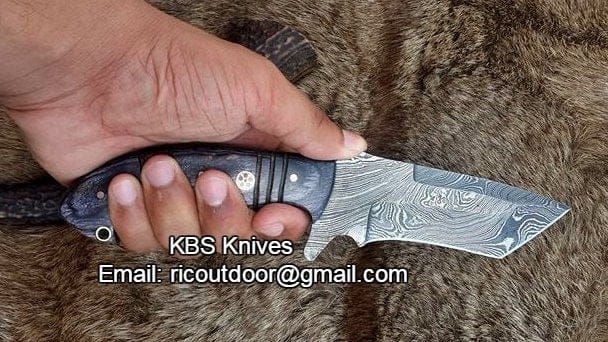 KBS Knives Store Damascus Knife Hand Made Damascus Tanto Blade Knife