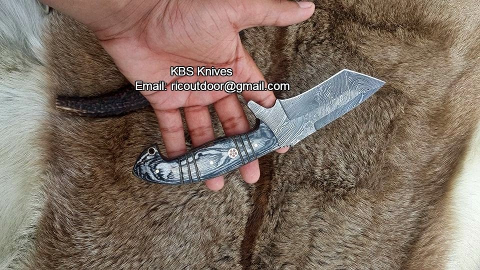 KBS Knives Store Damascus Knife Hand Made Damascus Tanto Blade Knife