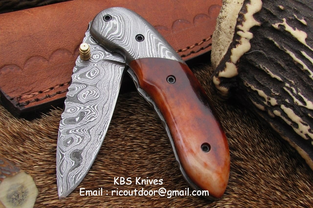 KBS Knives Store Damascus Knife Handmade Damascus Pocket Knife