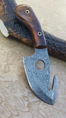 KBS Knives Store Damascus Knife Handmade Full Tang Damascus Guthook Knife