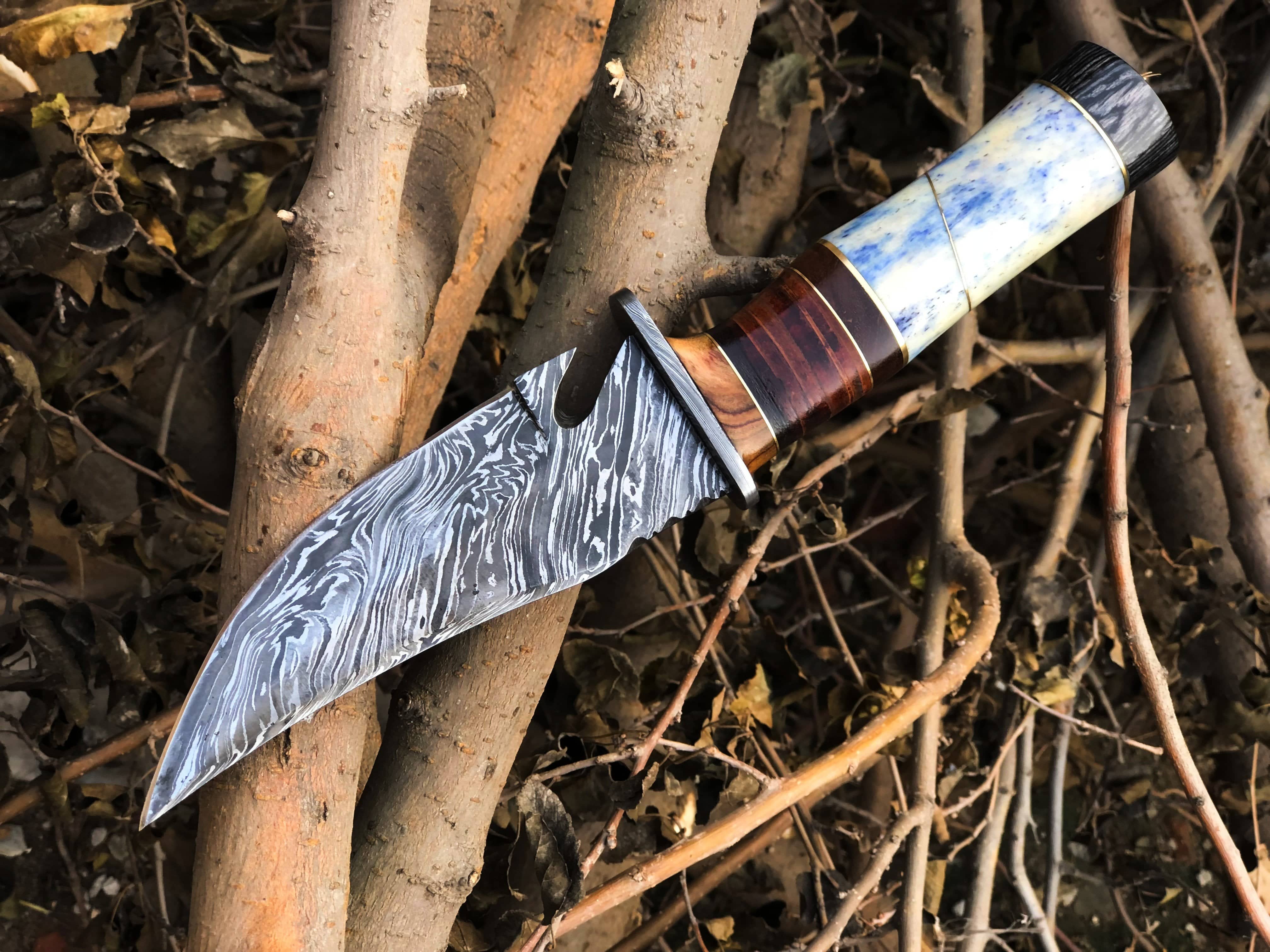 KBS Knives Store Damascus Knife New Custom Handmade Damascus Steel Hunter Knife
