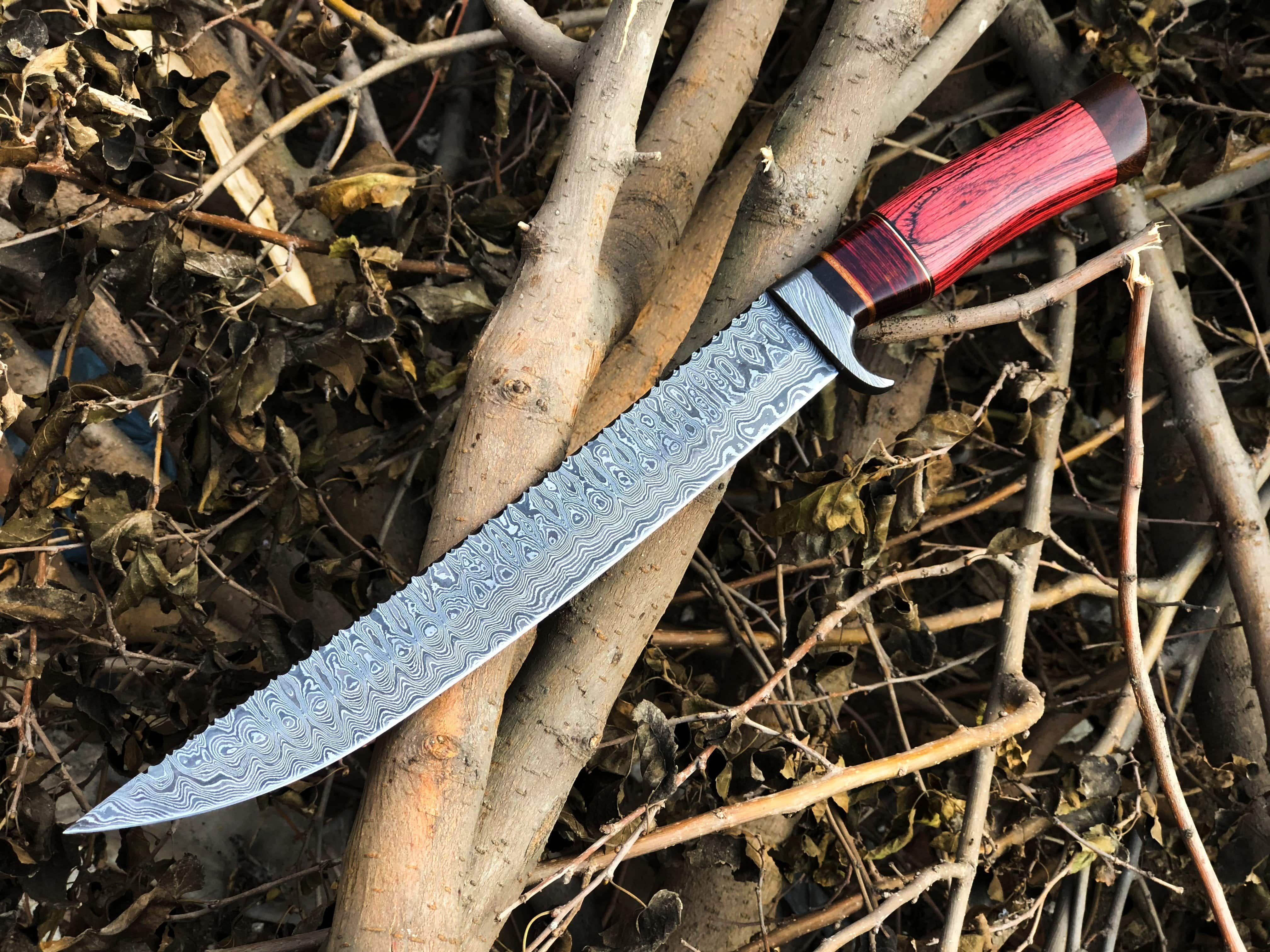 KBS Knives Store Damascus Knife New Custom Handmade Damascus Steel Hunter Knife