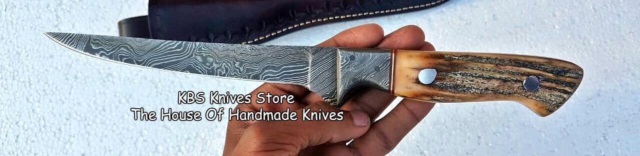 KBS Knives Store Damascus Knife Sharp Fillet Knife – 7" Damascus Steel Blade