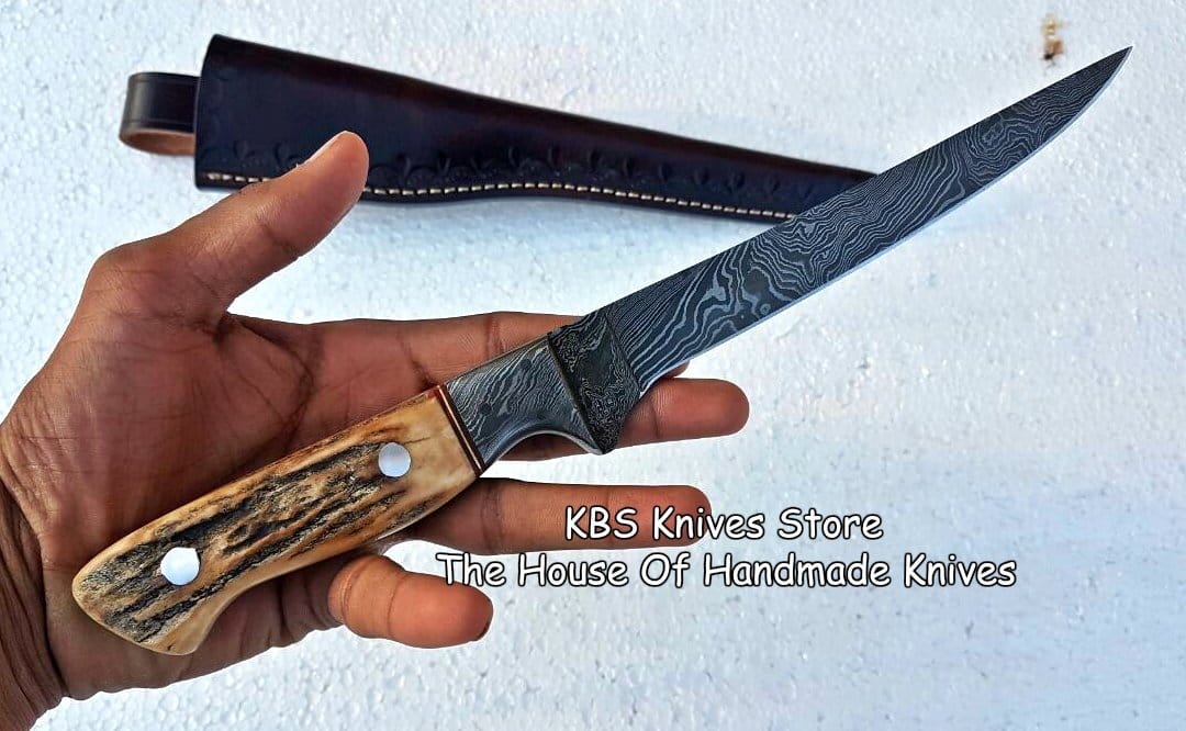 KBS Knives Store Damascus Knife Sharp Fillet Knife – 7" Damascus Steel Blade