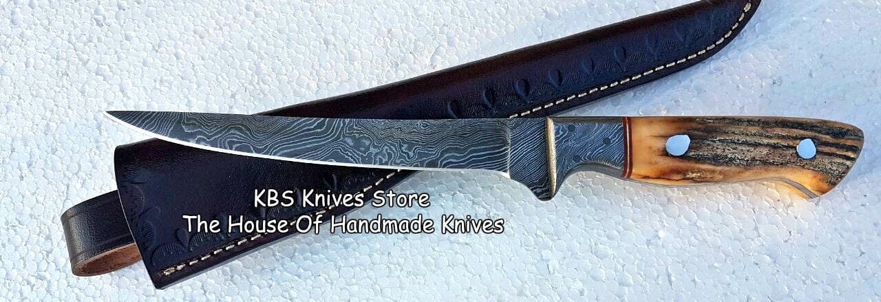 KBS Knives Store Damascus Knife Sharp Fillet Knife – 7" Damascus Steel Blade