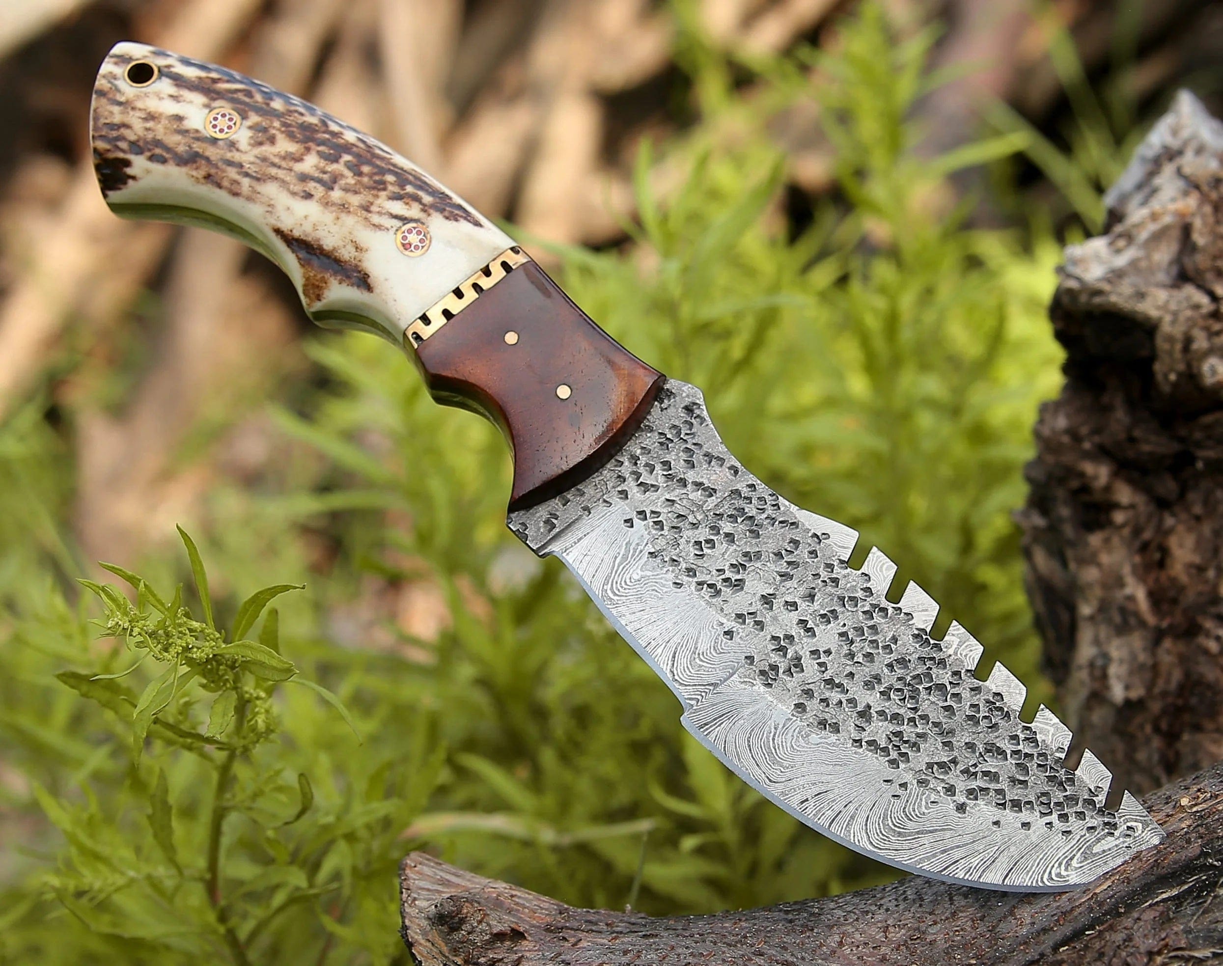 KBS Knives Store Damascus Knife Tom Brown Tracker 1 – Handmade Damascus Steel Outdoor Knife
