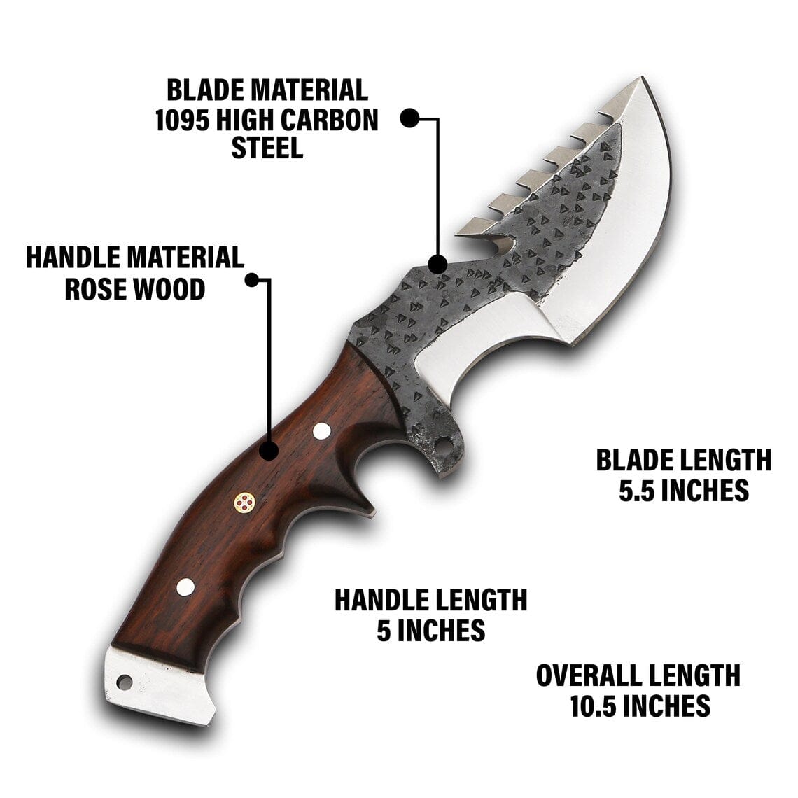 KBS Knives Store Damascus Knife Trackers Knife – Custom Handmade Damascus Blade with Horn Handle