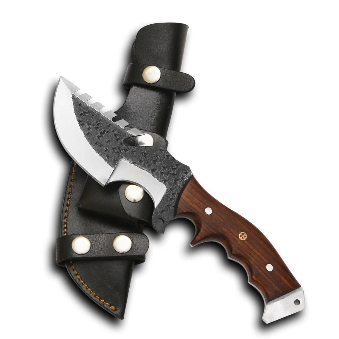 KBS Knives Store Damascus Knife Trackers Knife – Custom Handmade Damascus Blade with Horn Handle