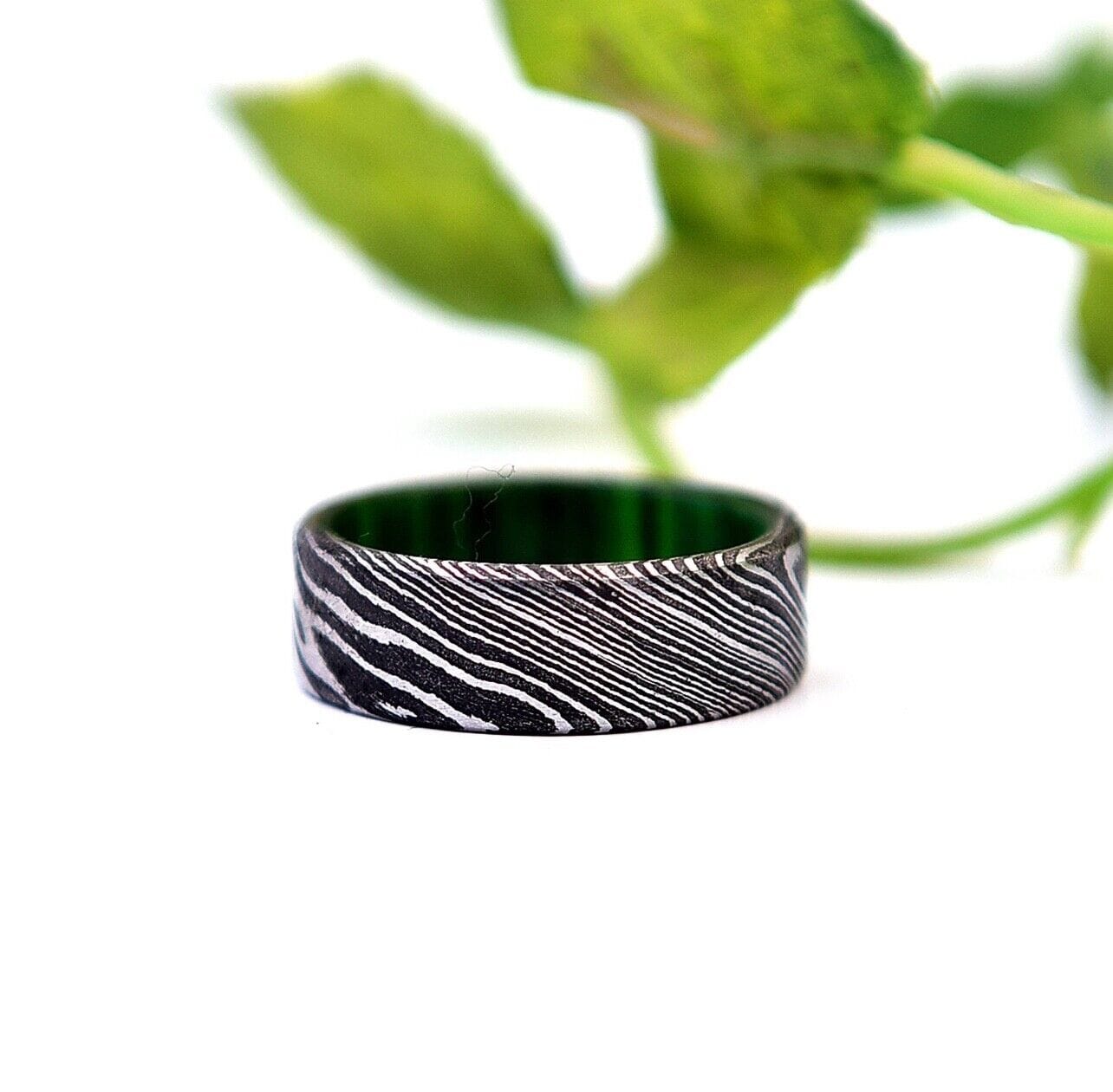 KBS Knives Store Damascus Steel Ring Exquisite Damascus Steel Engagement Ring by KBS Knives Store