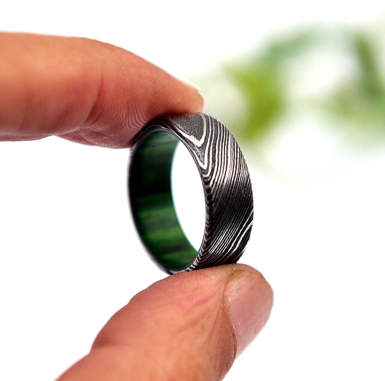 KBS Knives Store Damascus Steel Ring Exquisite Damascus Steel Engagement Ring by KBS Knives Store