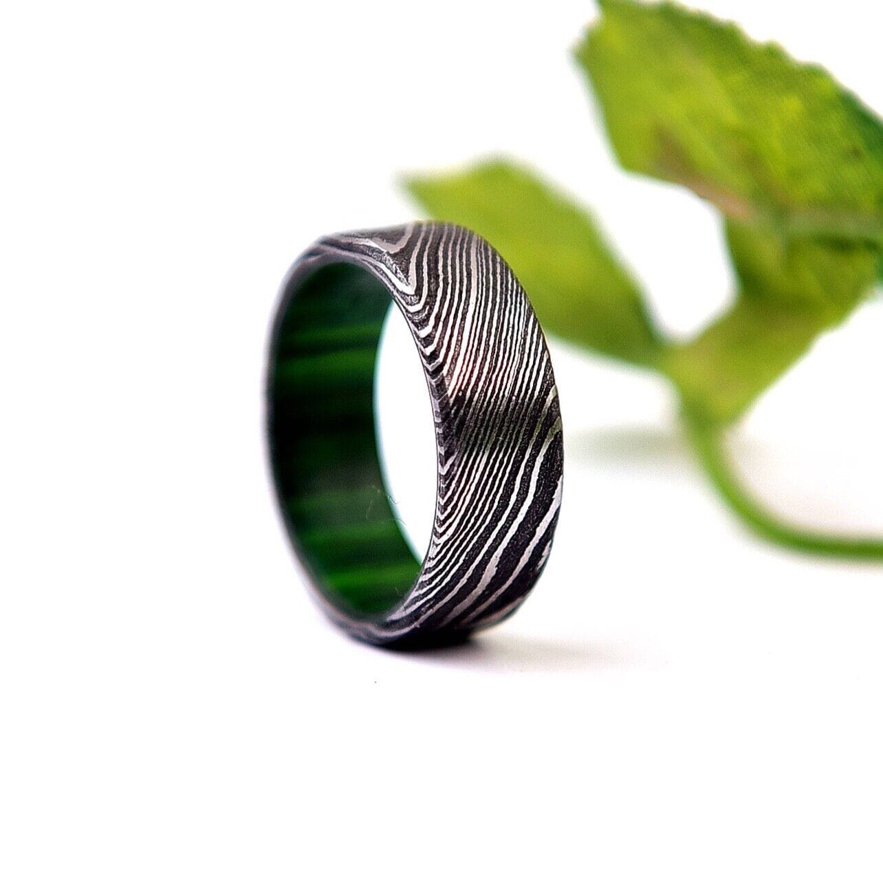 KBS Knives Store Damascus Steel Ring Exquisite Damascus Steel Engagement Ring by KBS Knives Store