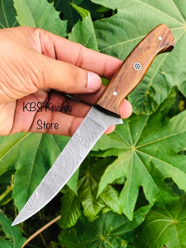 KBS Knives Store Fillet Knife 4 Inch Fillet Knife – Damascus Steel & Rosewood