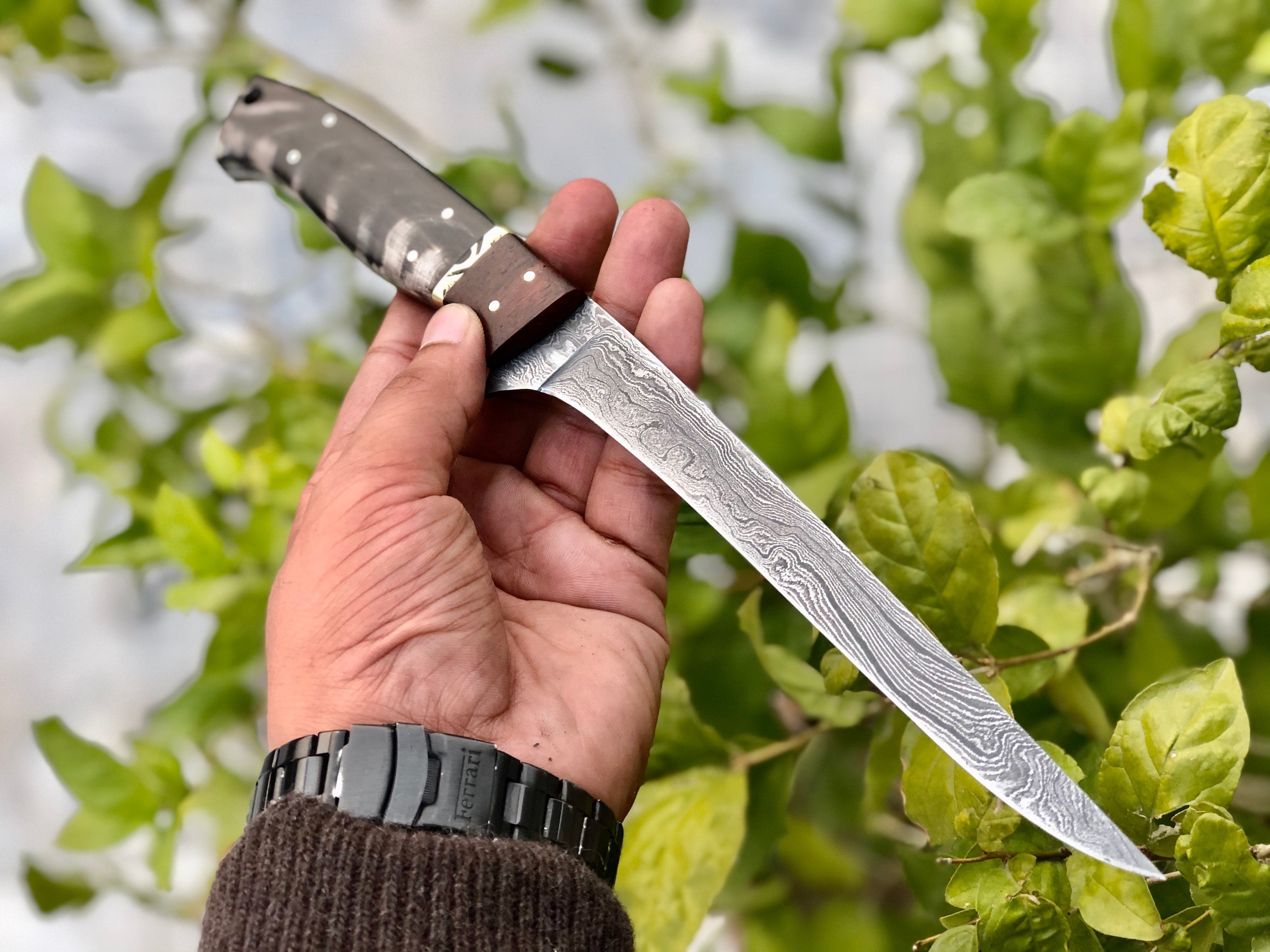 KBS Knives Store Fillet Knife Best Rated Damascus Steel Fillet-Boning Knife